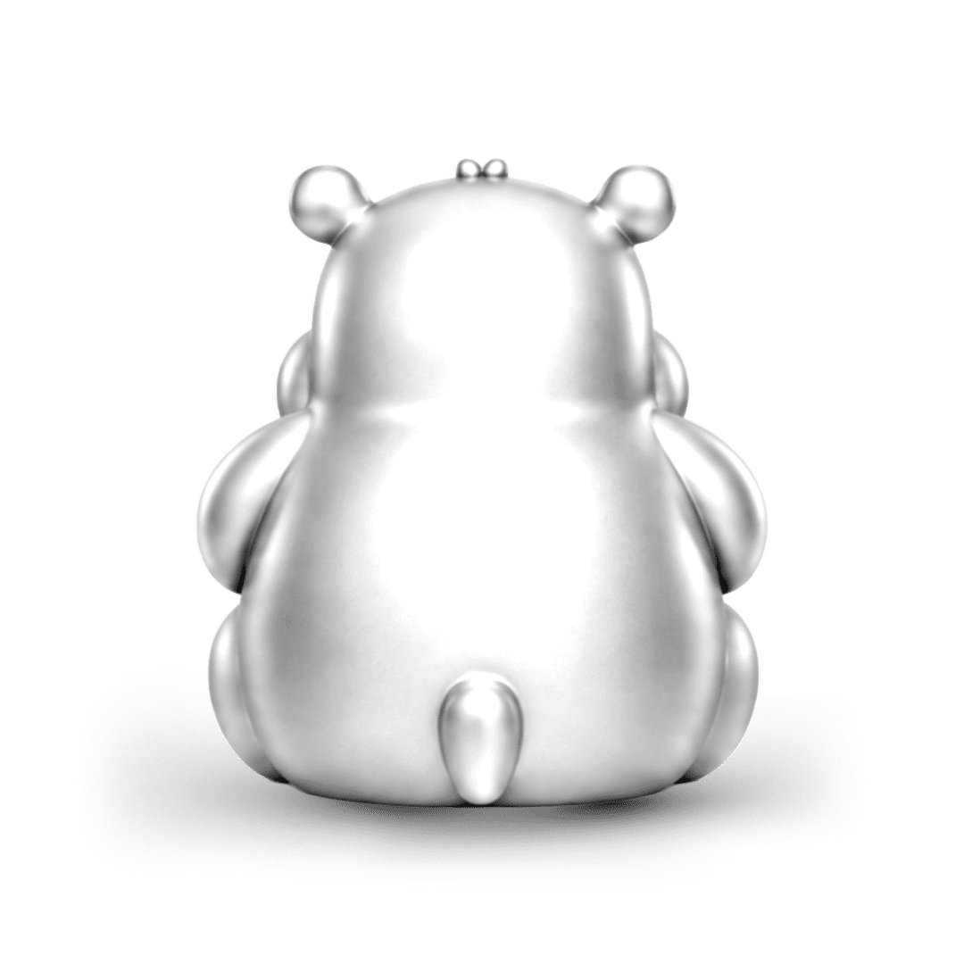Gnoce Bloom Bright Hippo Charm Bead Platinum-plated Silver Blend_5