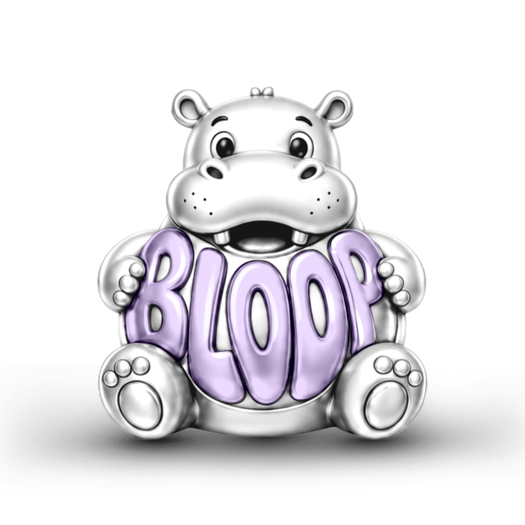 Gnoce Bloom Bright Hippo Charm Bead Platinum-plated Silver Blend_1
