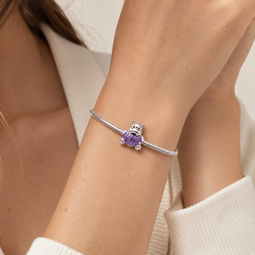Gnoce Bloom Bright Hippo Charm Bead Platinum-plated Silver Blend_2