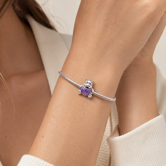 Gnoce Bloom Bright Hippo Charm Bead Platinum-plated Silver Blend_2
