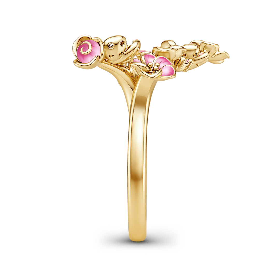 Gnoce Pink Enamel Flowers Floral Ring_5
