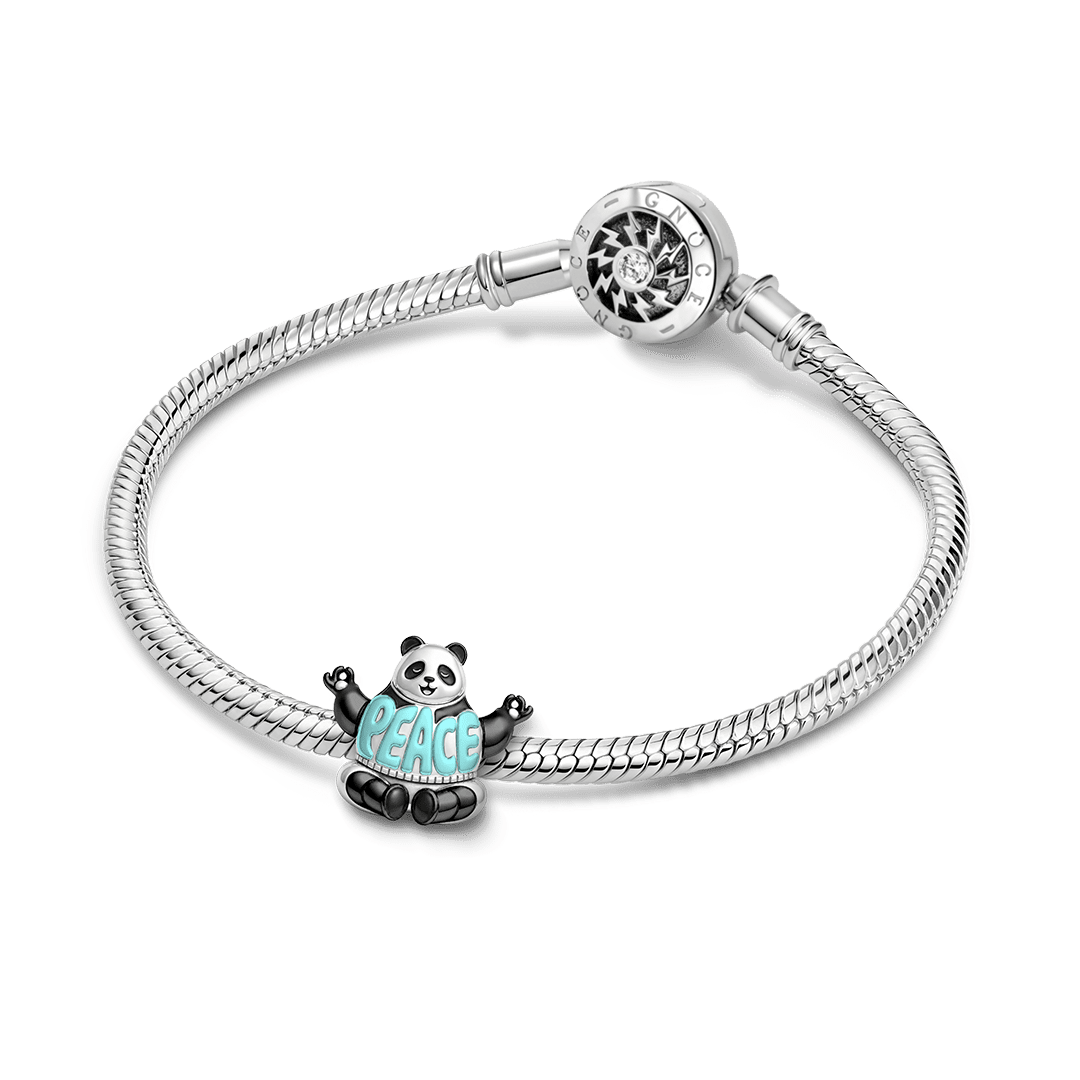 Gnoce Choose Peace Panda Charm Bead Platinum-plated Silver Blend_3