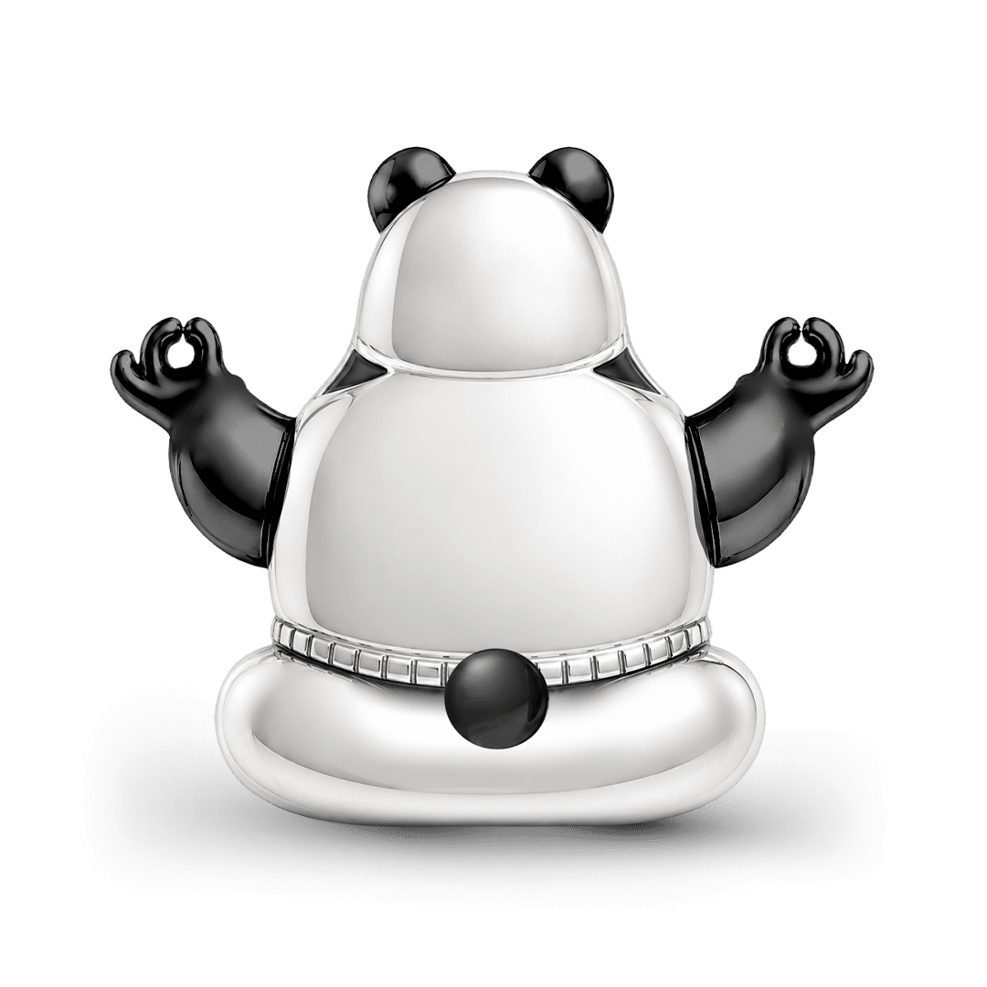 Gnoce Choose Peace Panda Charm Bead Platinum-plated Silver Blend_5