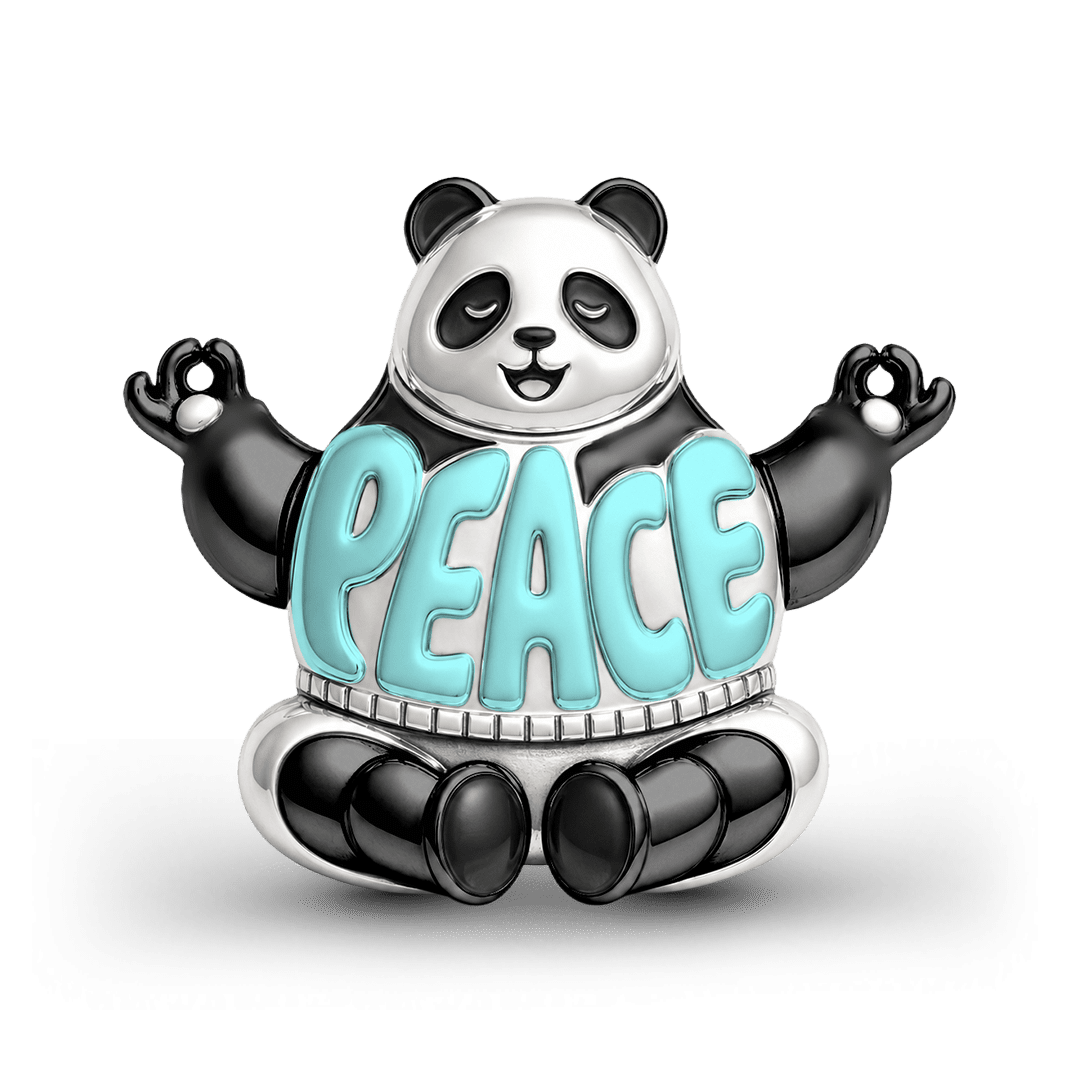 Gnoce Choose Peace Panda Charm Bead Platinum-plated Silver Blend_1