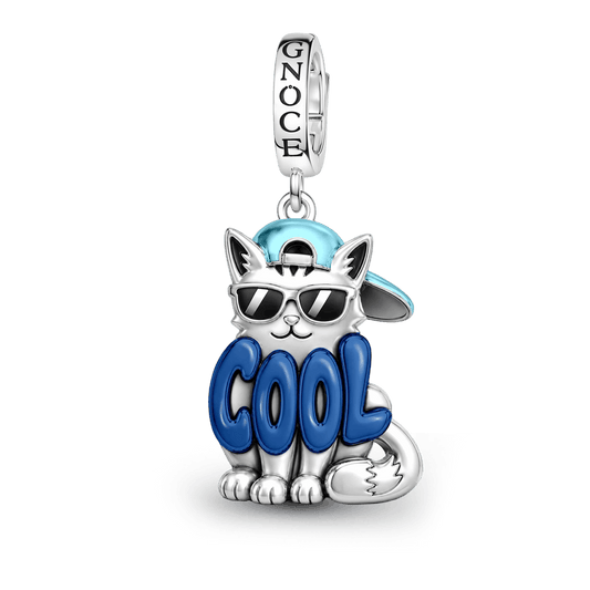 Gnoce Hip-hop Cool Cat Clasp Dangle Charm Platinum-plated Silver Blend_1