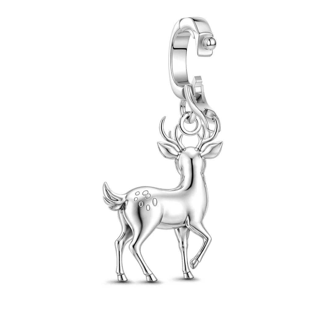 Gnoce Wild Letter Deer Clasp Dangle Charm Platinum-plated Silver Blend_6