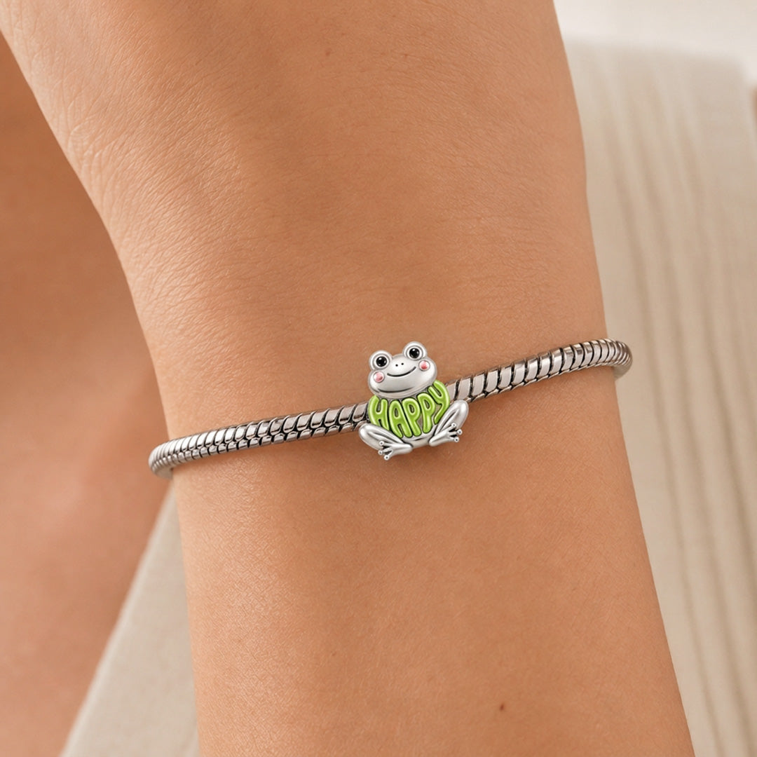 Gnoce Smiling Happy Frog Bead Platinum-plated Silver Blend_2