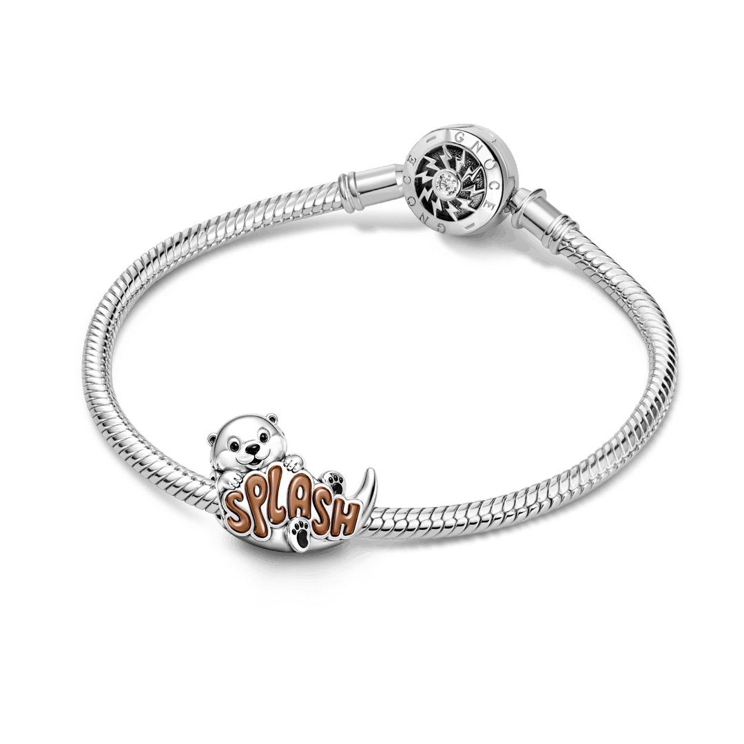 Gnoce Playful Splash Otter Bead Platinum-plated Silver Blend_3