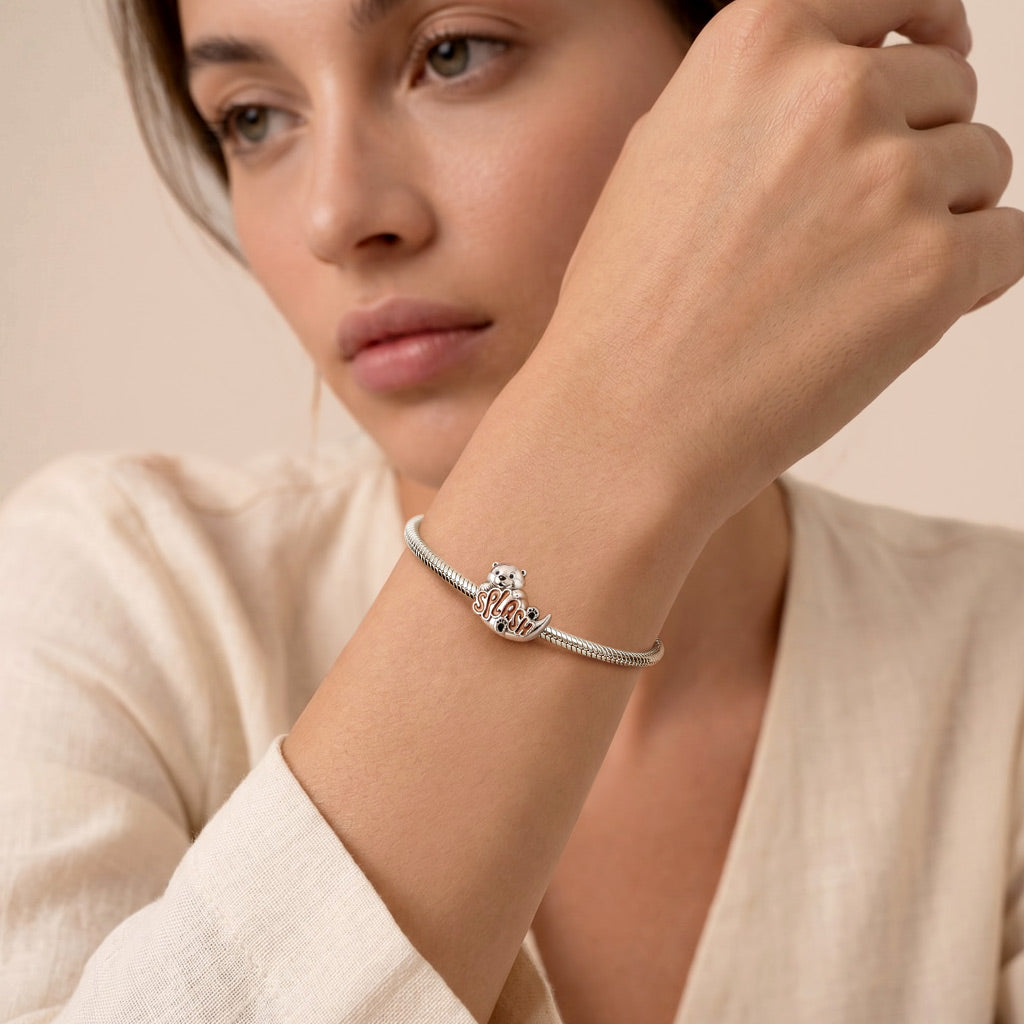 Gnoce Playful Splash Otter Bead Platinum-plated Silver Blend_4
