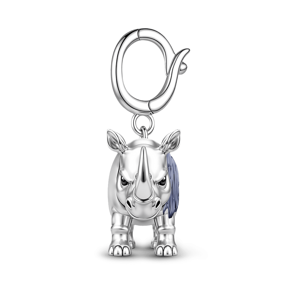 Gnoce Powerful Strong Rhino Clasp Dangle Charm Platinum-plated Silver Blend_5