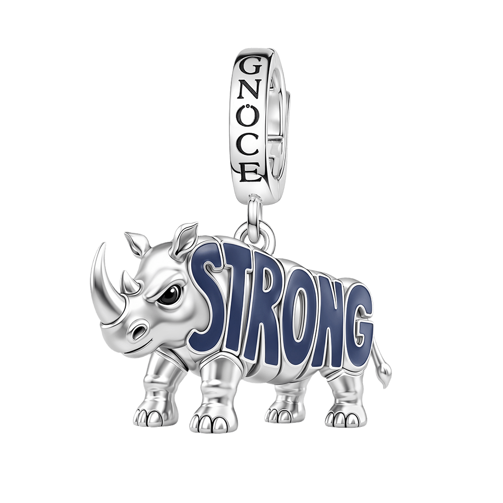 Gnoce Powerful Strong Rhino Clasp Dangle Charm Platinum-plated Silver Blend_1