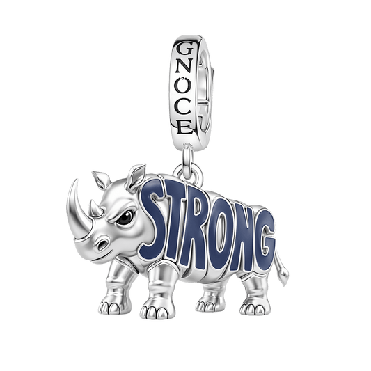 Gnoce Powerful Strong Rhino Clasp Dangle Charm Platinum-plated Silver Blend_1