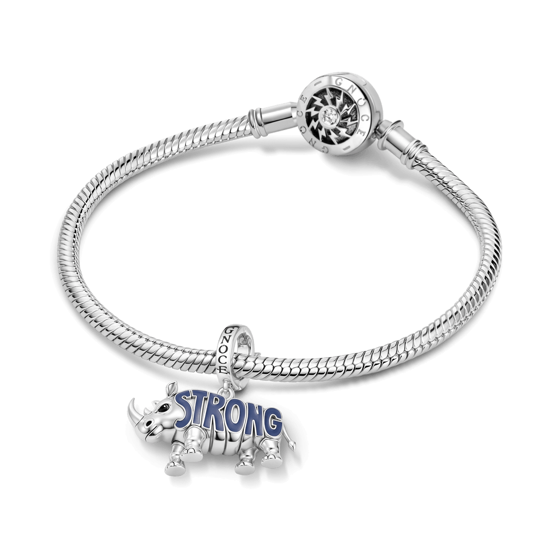 Gnoce Powerful Strong Rhino Clasp Dangle Charm Platinum-plated Silver Blend_3