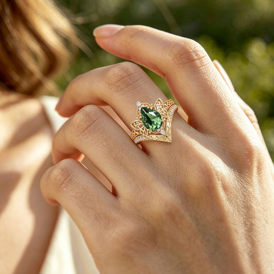 Gnoce Fairy Butterfly Vintage Engagement Ring Set_2