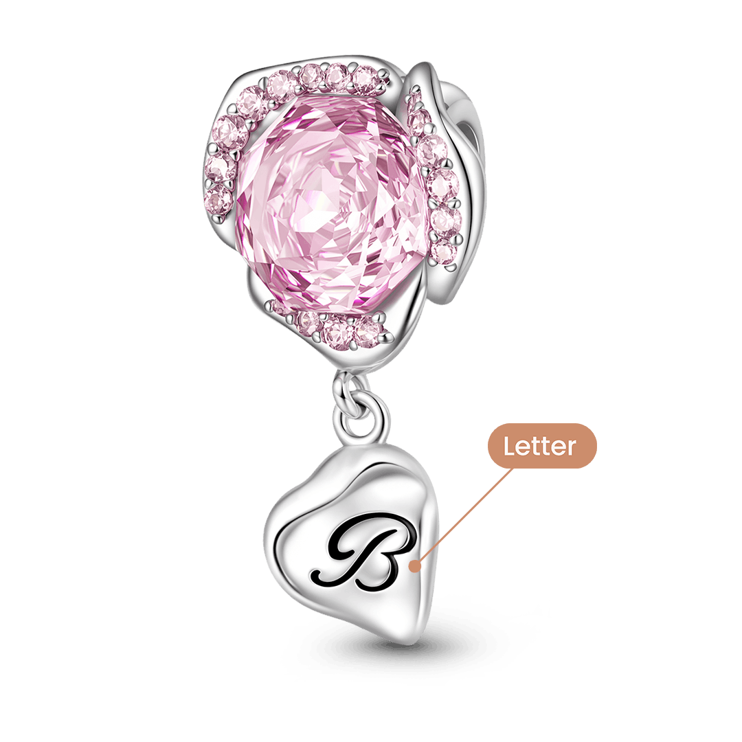 Gnoce Rose Flower Petal Stopper Charm Platinum-plated Silver Blend_2