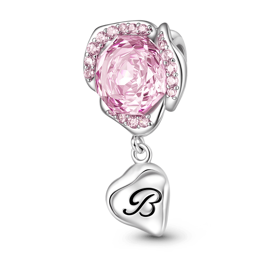 Gnoce Rose Flower Petal Stopper Charm Platinum-plated Silver Blend_1