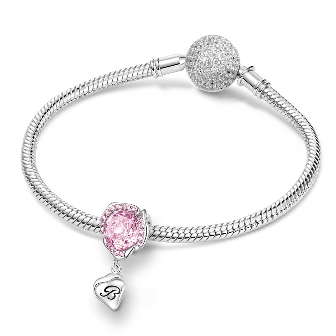 Gnoce Rose Flower Petal Stopper Charm Platinum-plated Silver Blend_4