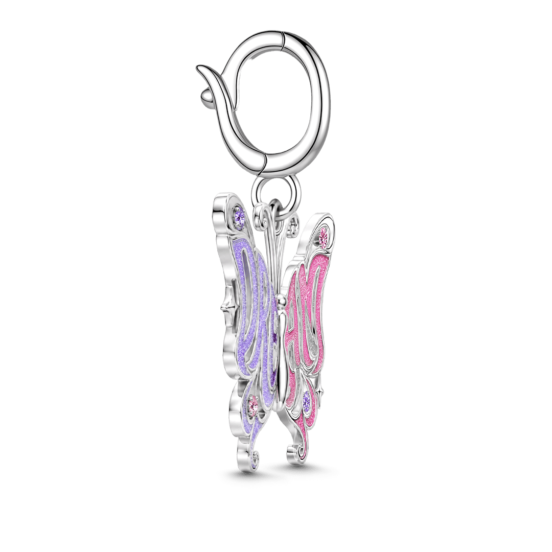 Gnoce Dream Big Butterfly Clasp Dangle Charm Platinum-plated Silver Blend_5