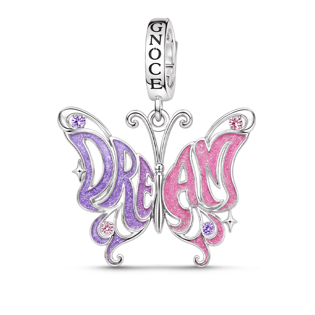 Gnoce Dream Big Butterfly Clasp Dangle Charm Platinum-plated Silver Blend_1