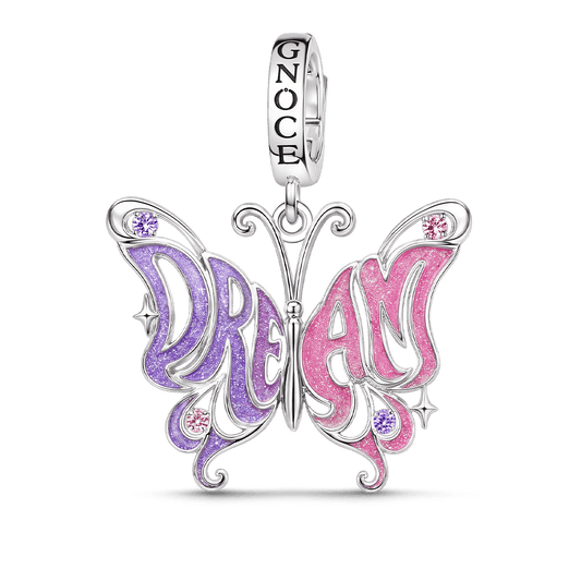 Gnoce Dream Big Butterfly Clasp Dangle Charm Platinum-plated Silver Blend_1