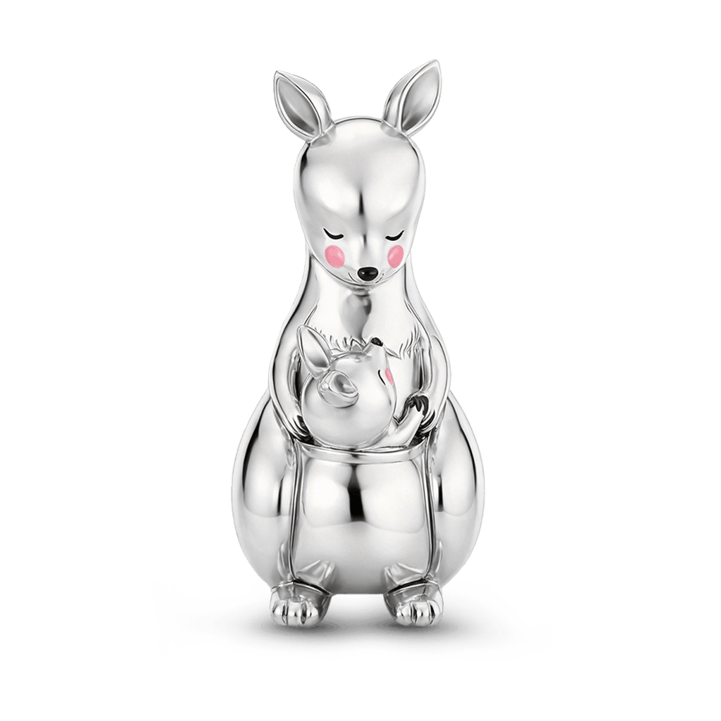 Gnoce Mother's Day Kangaroo Embraces Baby Charm Platinum-plated Silver Blend_1