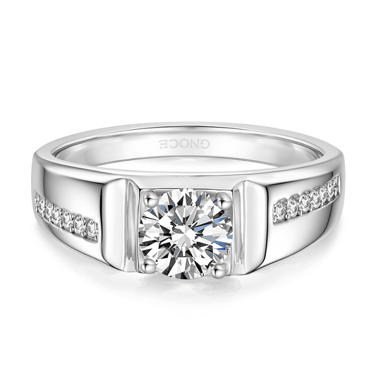 Gnoce Luxury 1Ct D Color VVS Moissanite Men Wedding Ring_6