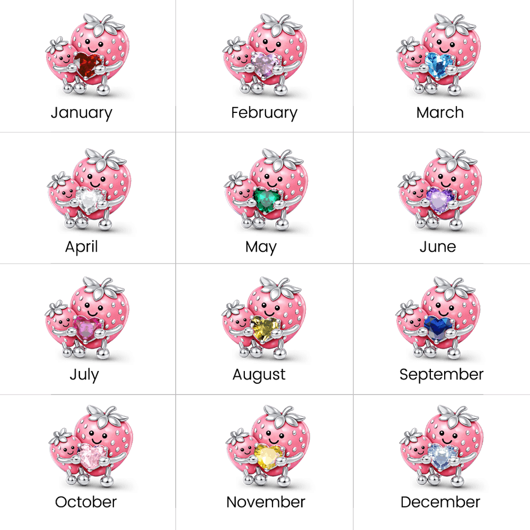 Gnoce Strawberry Mom Embrace Birthstone Charm_4