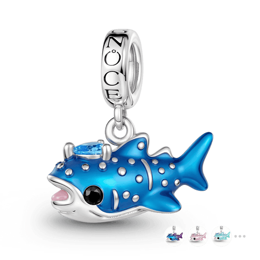 Gnoce Blue Whale Shark Charm Platinum-plated Silver Blend_1