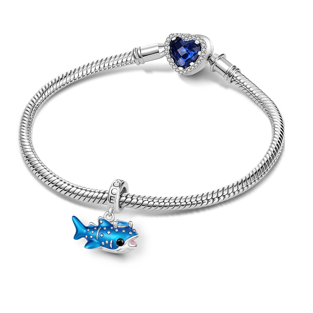 Gnoce Blue Whale Shark Charm Platinum-plated Silver Blend_3
