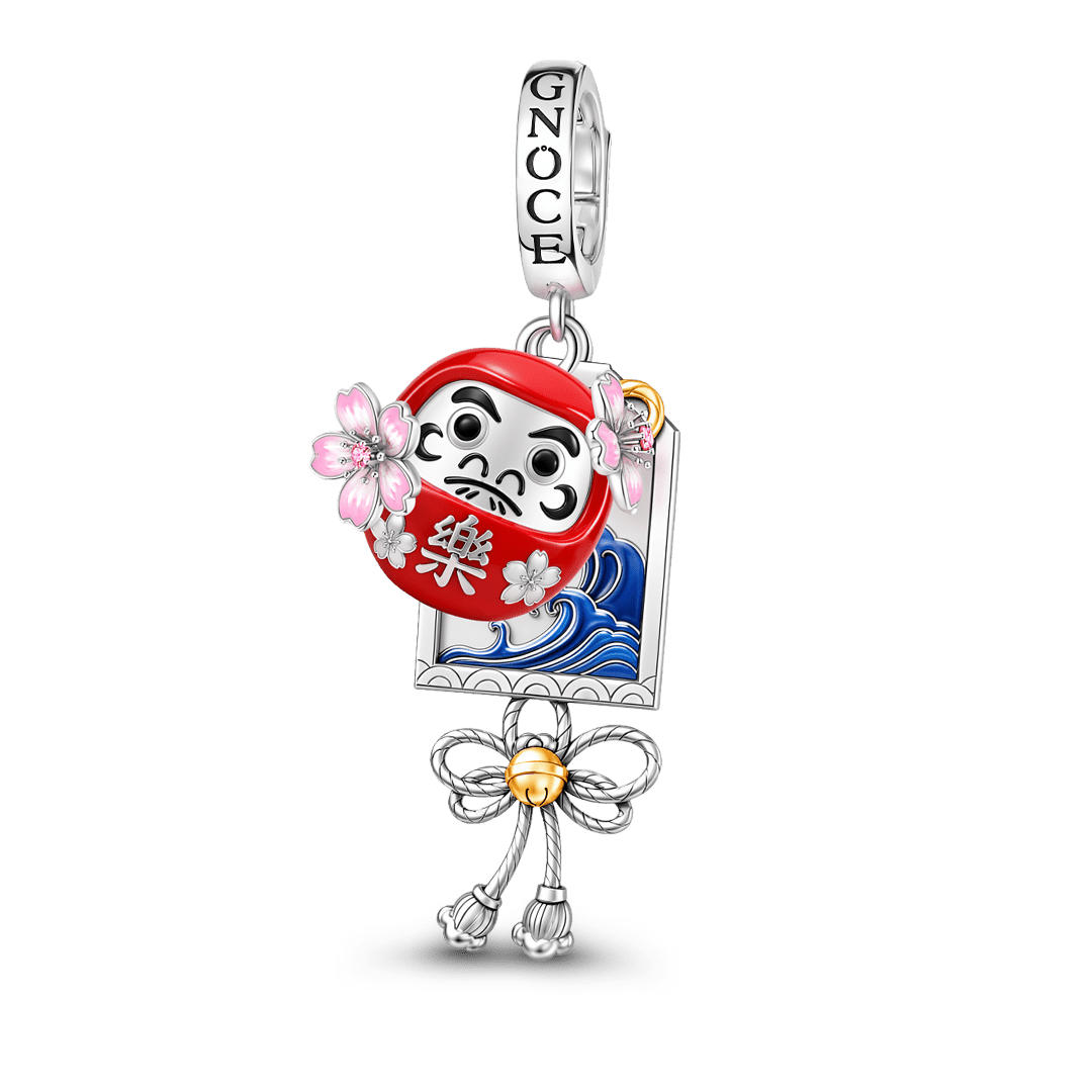 Gnoce Japanese Daruma Sakura Clasp Dangle Charm Platinum‑plated Silver Blend_1