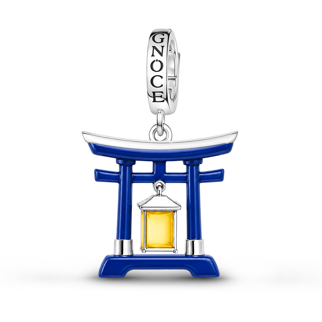 Gnoce Glow In Dark Japanese Torii Gate Lantern Clasp Dangle Charm Platinum-plated Silver Blend_1