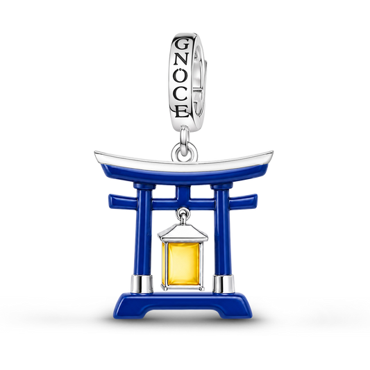 Gnoce Glow In Dark Japanese Torii Gate Lantern Clasp Dangle Charm Platinum-plated Silver Blend_1