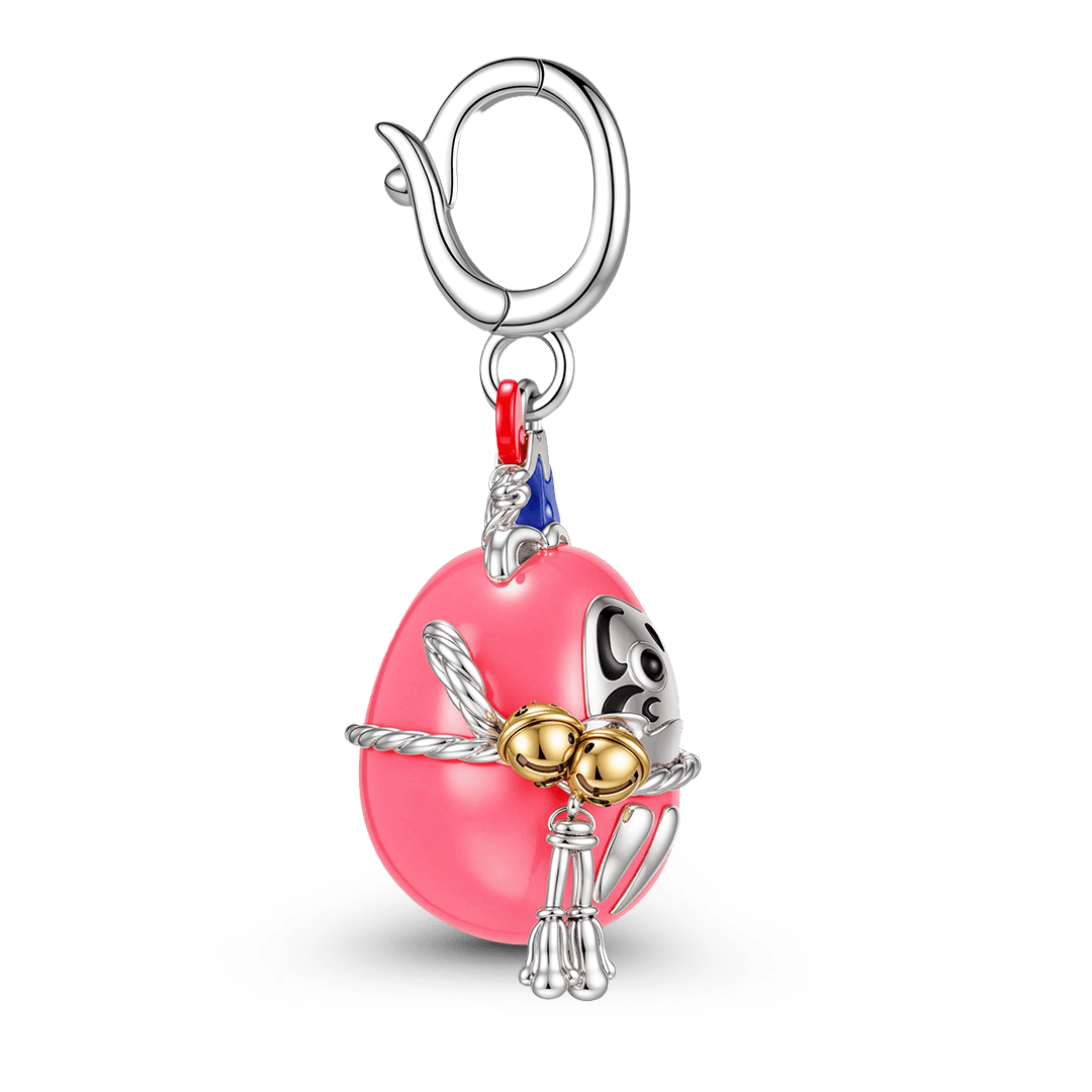 Gnoce Glow In The Dark Japanese Daruma Doll Clasp Dangle Charm Platinum-plated Silver Blend_6