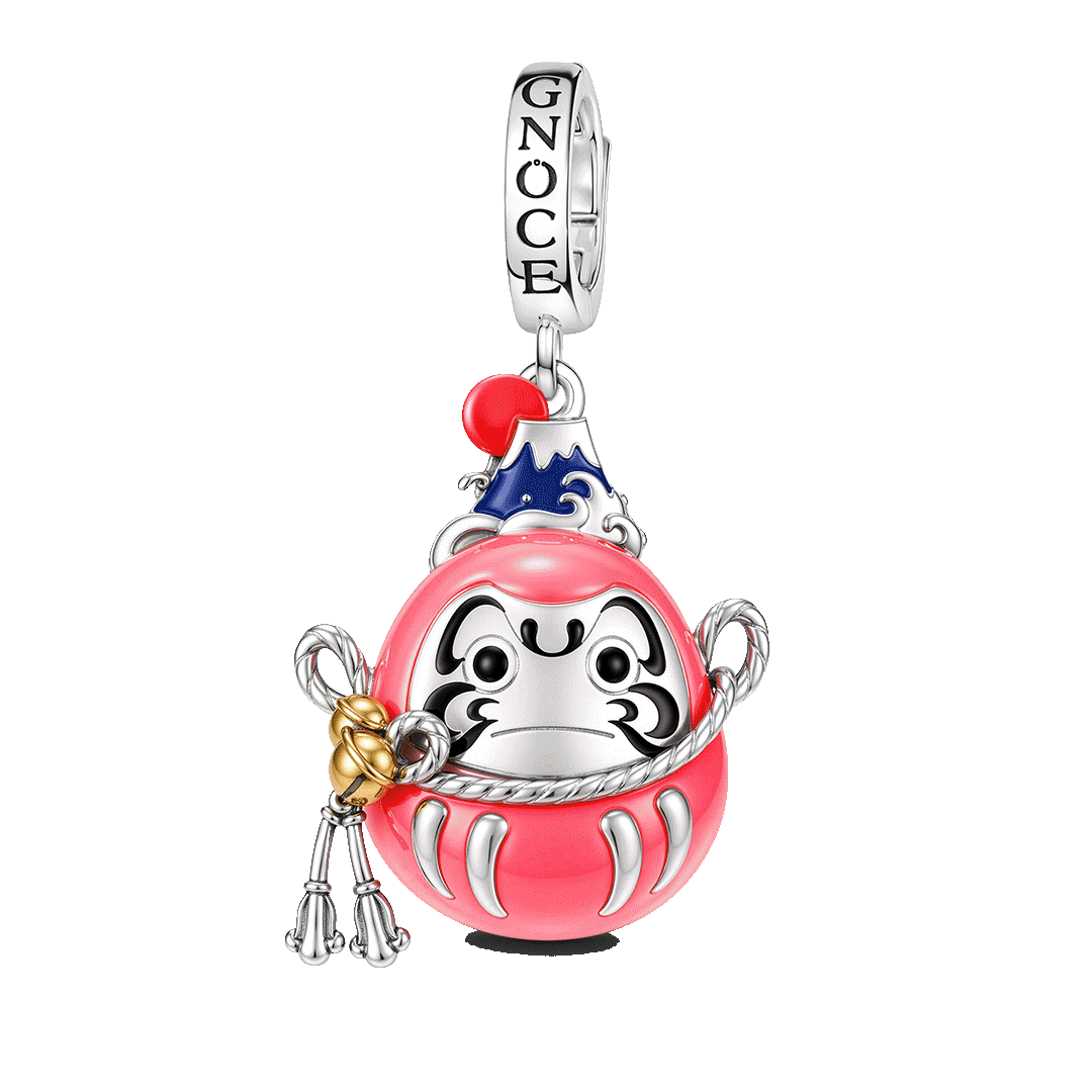 Gnoce Glow In The Dark Japanese Daruma Doll Clasp Dangle Charm Platinum-plated Silver Blend_1