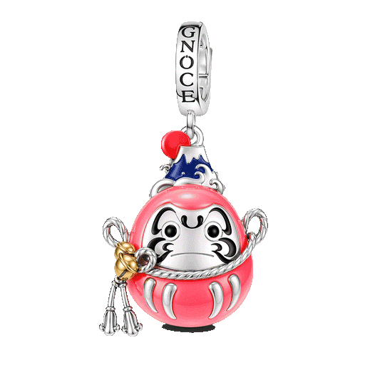 Gnoce Glow In The Dark Japanese Daruma Doll Clasp Dangle Charm Platinum-plated Silver Blend_1