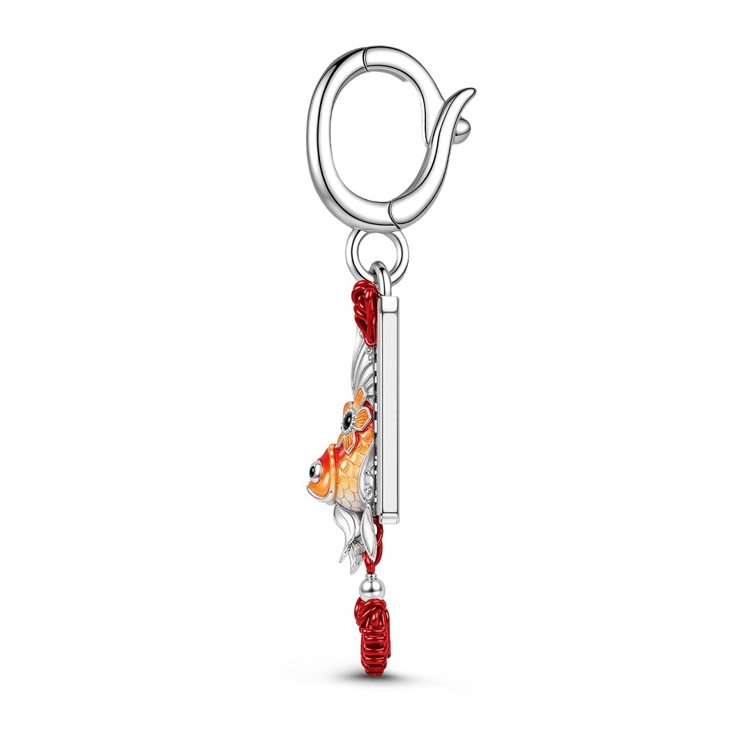Gnoce Japanese Lucky Koi Fish Clasp Dangle Charm Platinum-plated Silver Blend_5