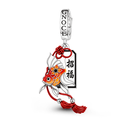 Gnoce Japanese Lucky Koi Fish Clasp Dangle Charm Platinum-plated Silver Blend_1