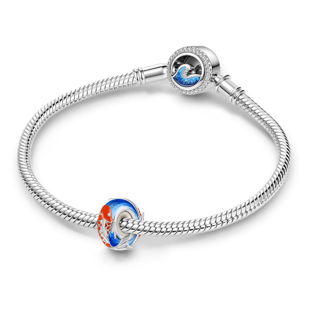 Gnoce Japanese Koi Fish Safety Stopper Bead Platinum-plated Silver Blend_2