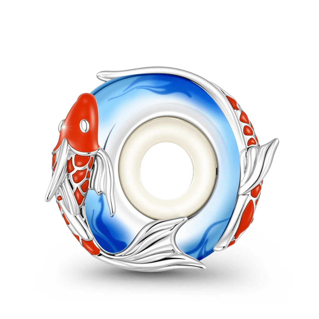 Gnoce Japanese Koi Fish Safety Stopper Bead Platinum-plated Silver Blend_3
