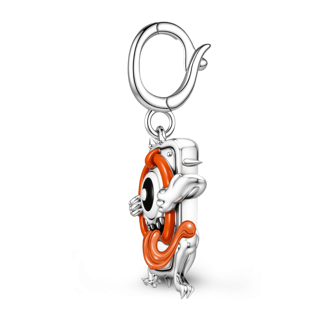 Gnoce Halloween Japanese One-Eyed Yokai Monster Clasp Dangle Charm Platinum-plated Silver Blend_5