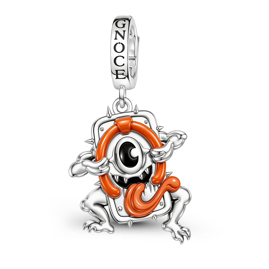 Gnoce Halloween Japanese One-Eyed Yokai Monster Clasp Dangle Charm Platinum-plated Silver Blend_1