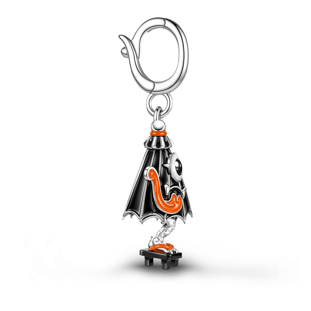 Gnoce Halloween Japanese Ghost Umbrella Clasp Dangle Charm Platinum-plated Silver Blend_5