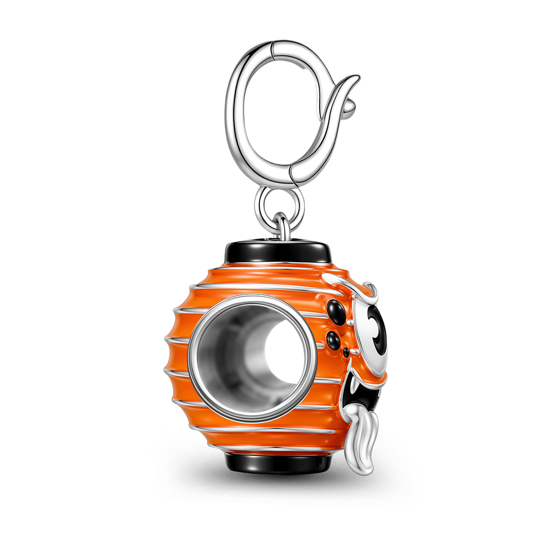 Gnoce Glow In Dark Halloween Japanese Round Monster Lantern Clasp Dangle Charm Platinum-plated Silver Blend_6