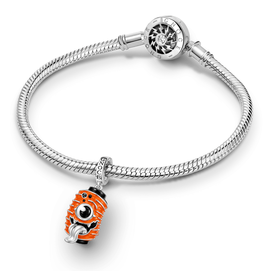 Gnoce Glow In Dark Halloween Monster Lantern Clasp Dangle Charm Platinum‑plated Silver Blend_4