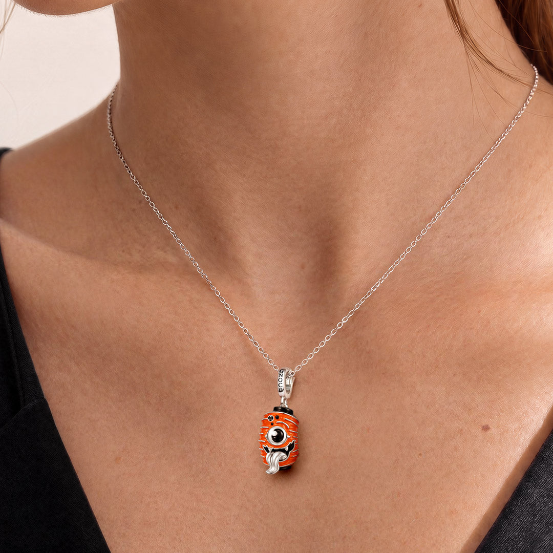 Gnoce Glow In Dark Halloween Monster Lantern Clasp Dangle Charm Platinum‑plated Silver Blend_3