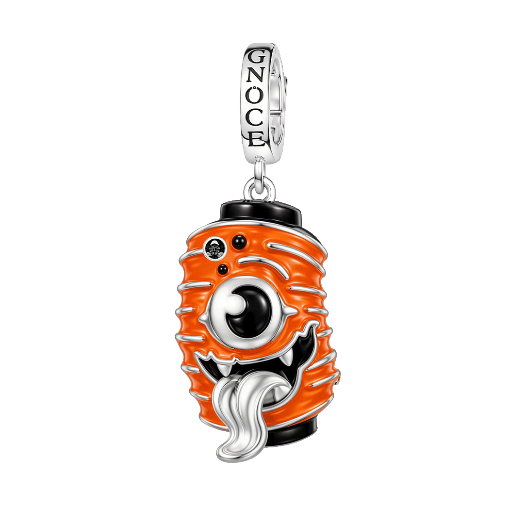 Gnoce Glow In Dark Halloween Monster Lantern Clasp Dangle Charm Platinum‑plated Silver Blend_1