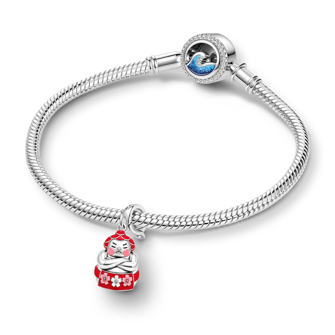 Gnoce Japanese Sumo Bell Clasp Dangle Charm Platinum-plated Silver Blend_3