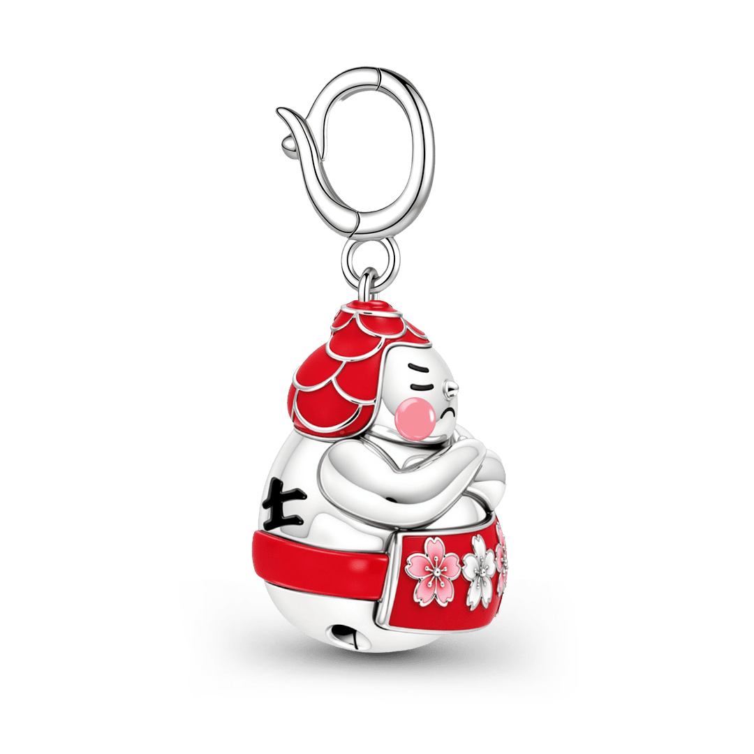 Gnoce Japanese Sumo Bell Clasp Dangle Charm Platinum-plated Silver Blend_5