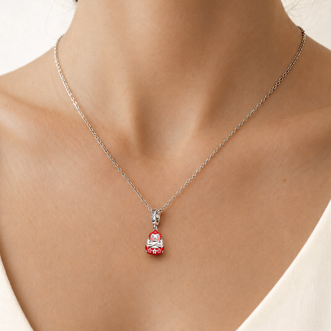 Gnoce Japanese Sumo Bell Clasp Dangle Charm Platinum-plated Silver Blend_2