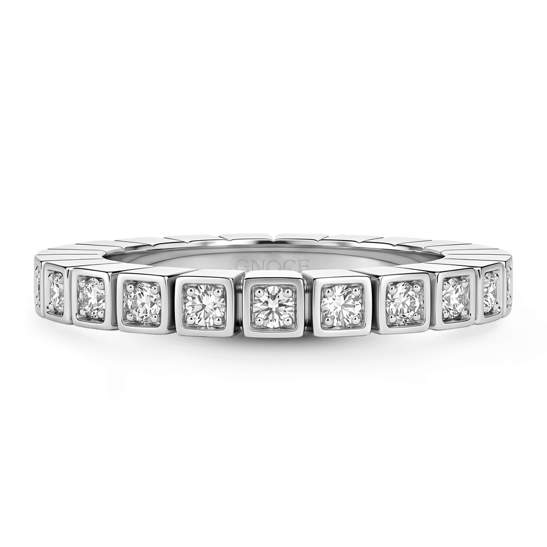 Gnoce Square Bezel Diamond Ring Platinum-plated Silver Blend_1
